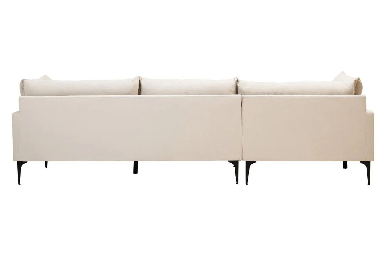 Alora 3 Seater Chaise Sofa - Cream - Left Facing - Image 4