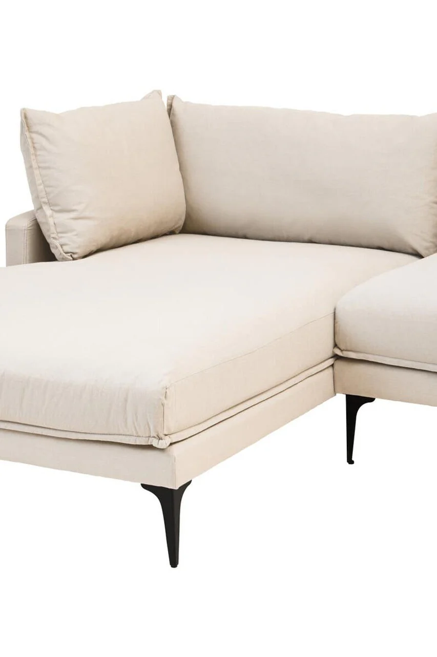 Alora 3 Seater Chaise Sofa - Cream - Left Facing - Image 7