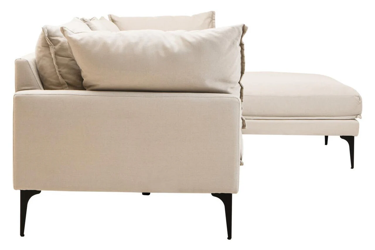 Alora 3 Seater Chaise Sofa - Cream - Right Facing - Image 3