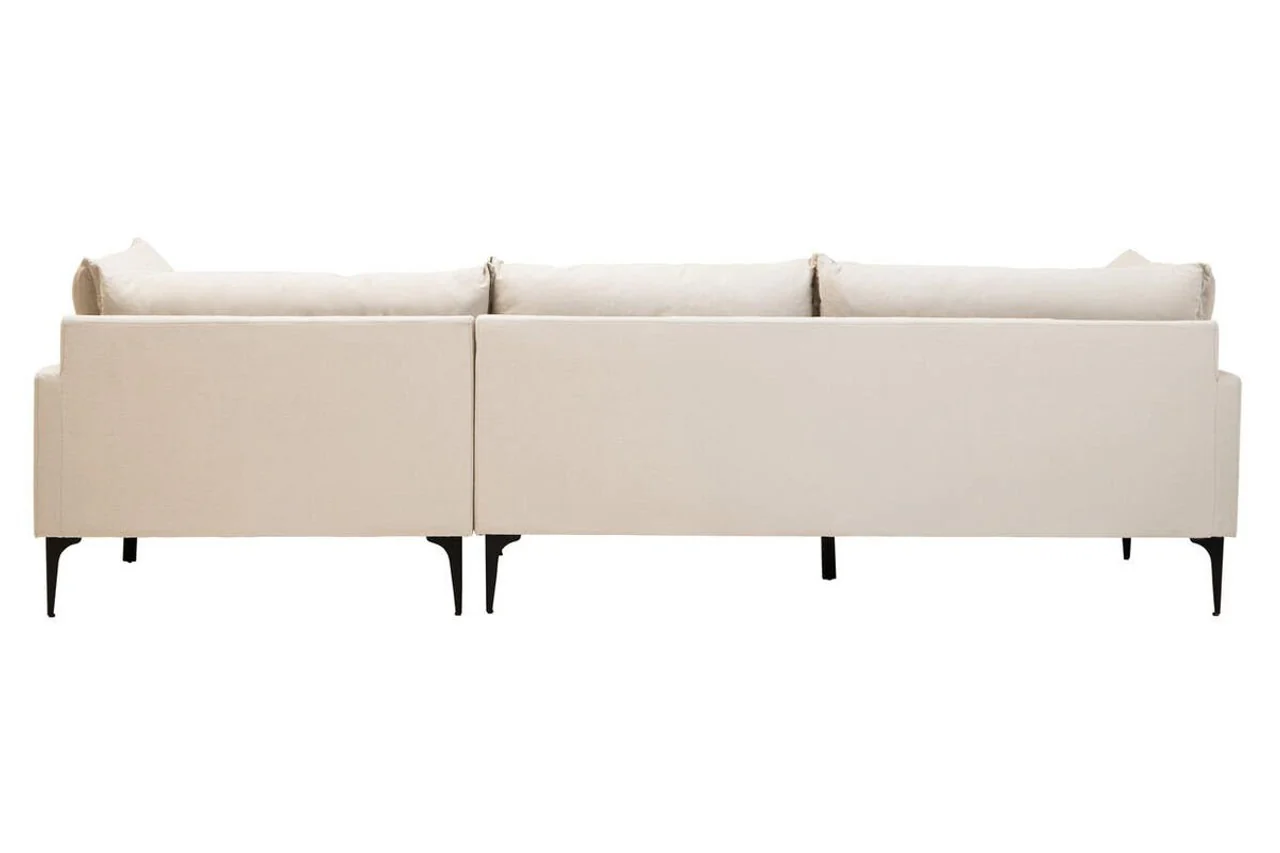 Alora 3 Seater Chaise Sofa - Cream - Right Facing - Image 4