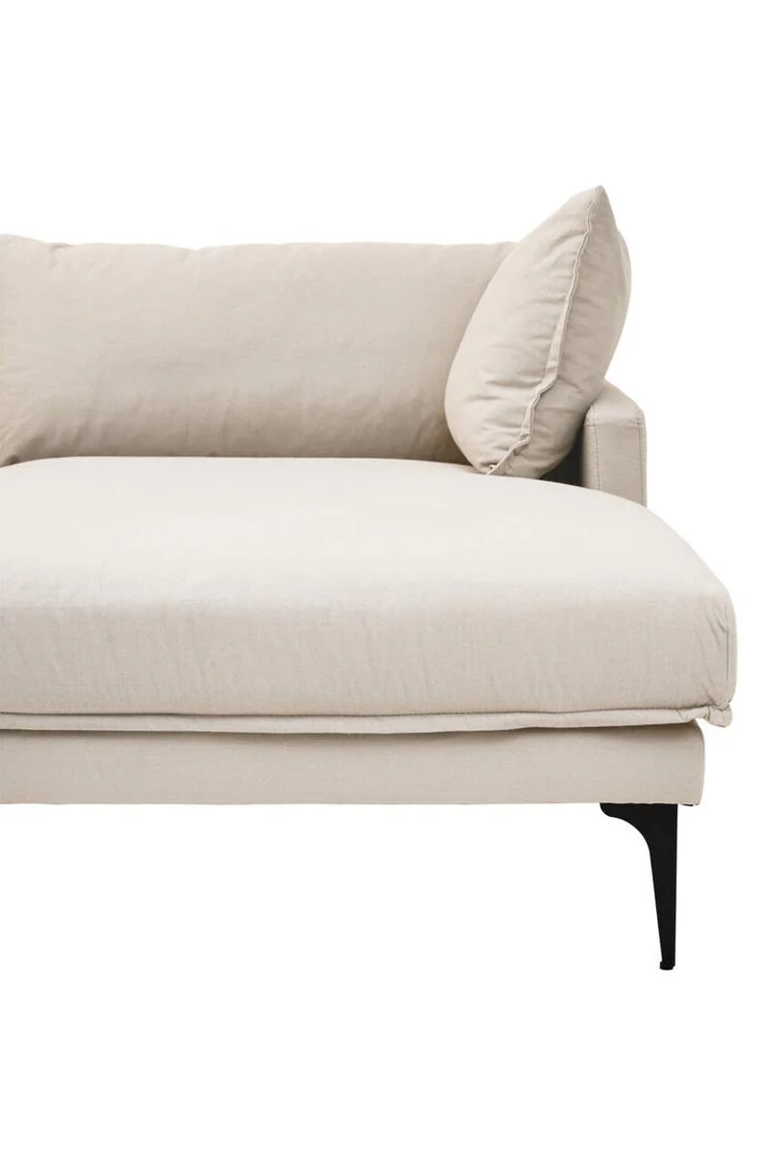 Alora 3 Seater Chaise Sofa - Cream - Right Facing - Image 6