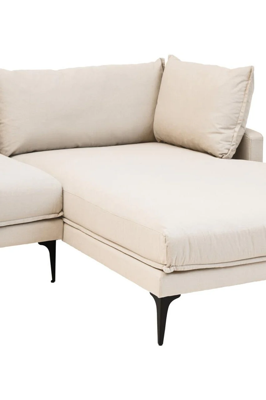 Alora 3 Seater Chaise Sofa - Cream - Right Facing - Image 7