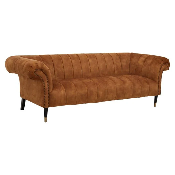 Annette 3-Seater Sofa – Gold Velvet - Image 2