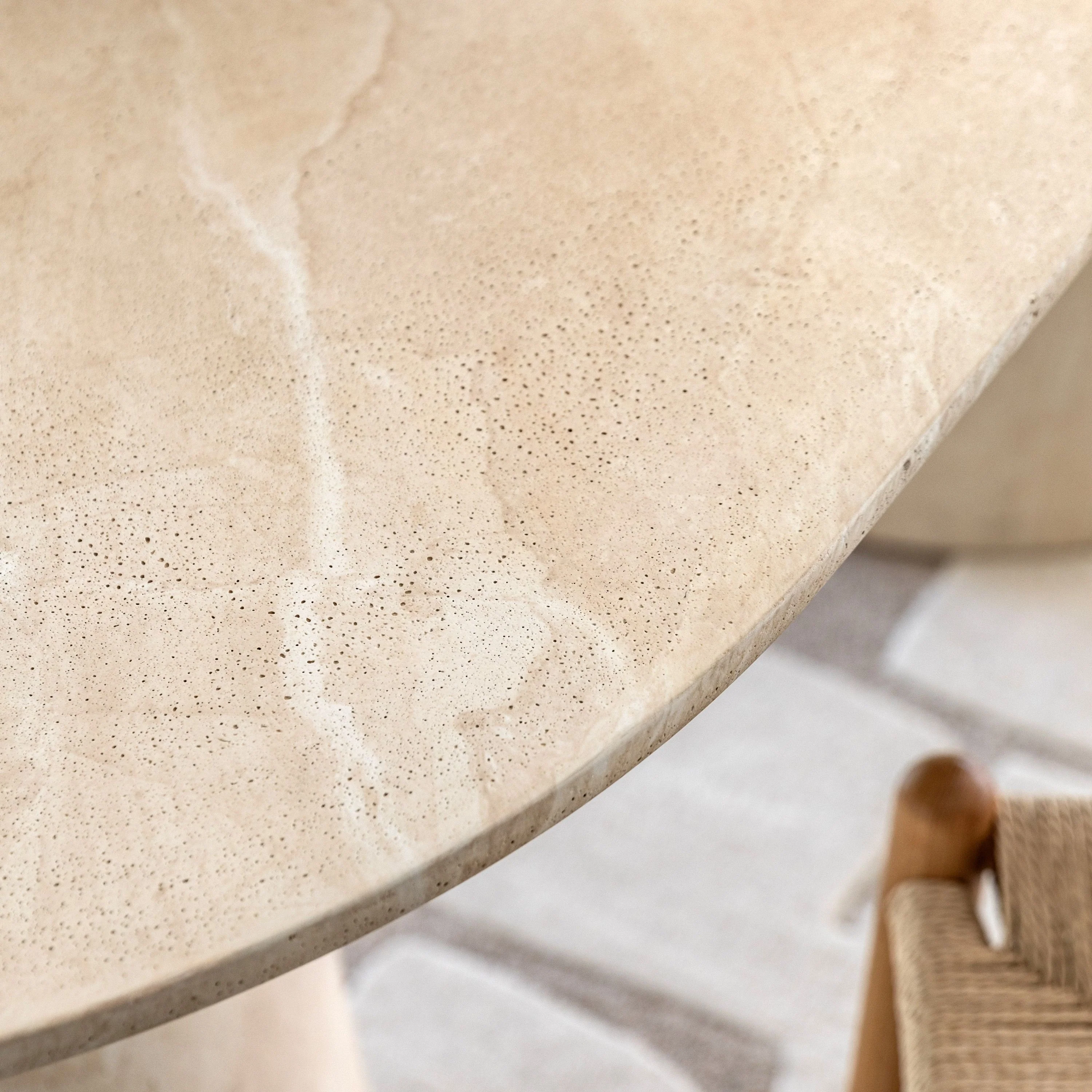 Arbor Oval Dining Table – Travertine-Style Finish - Image 5