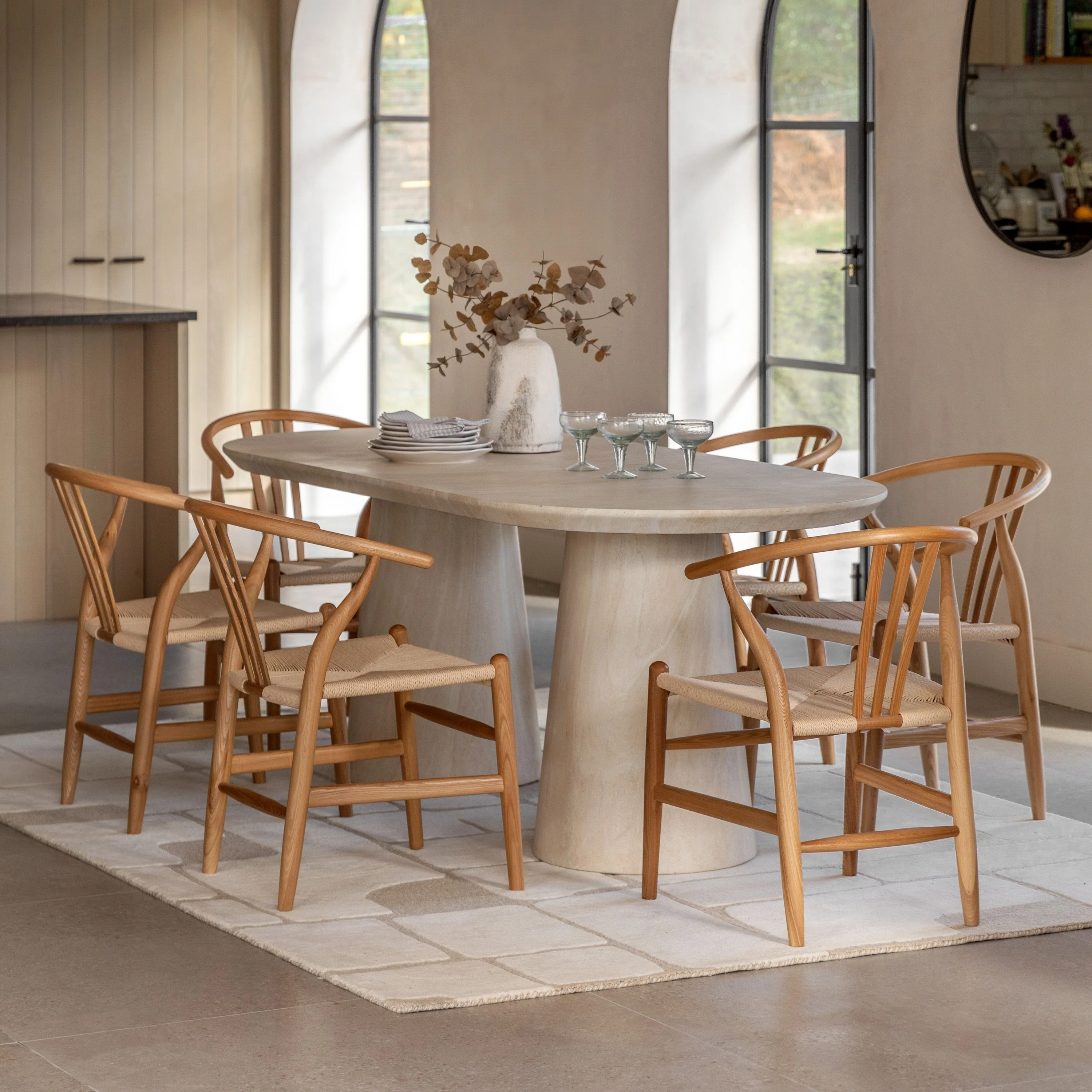 Arbor Oval Dining Table – Travertine-Style Finish - Image 8