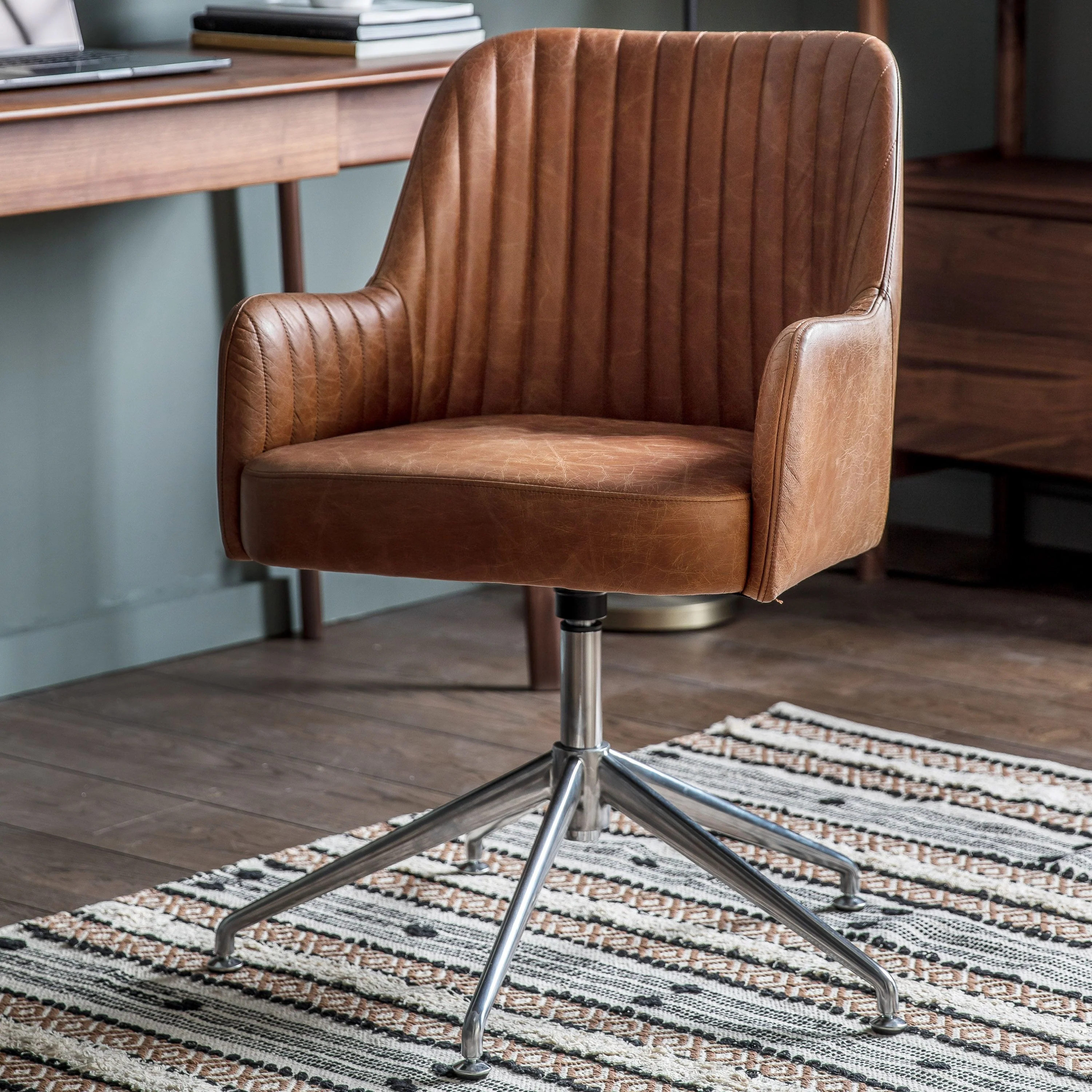 Ashcroft Swivel Chair – Vintage Brown - Image 4