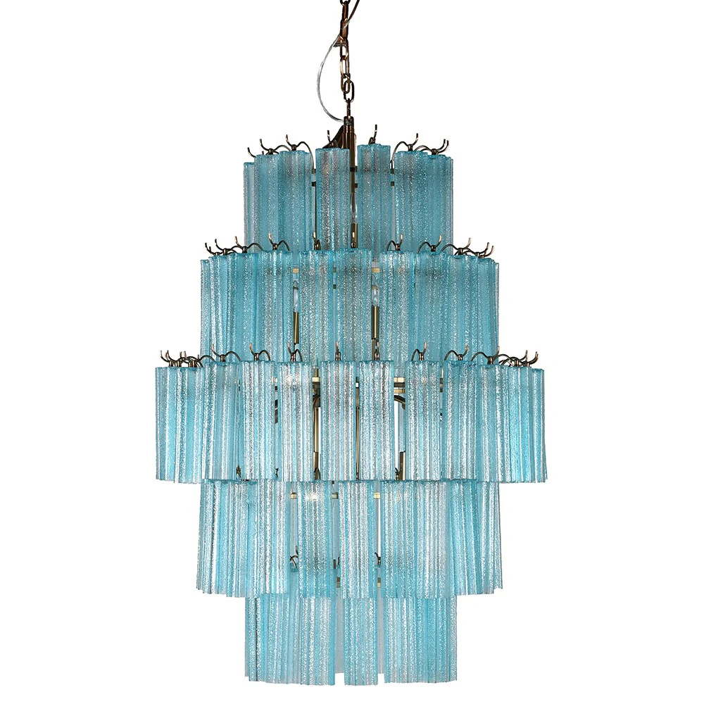 Azurine Tiered Chandelier with Blue Glass