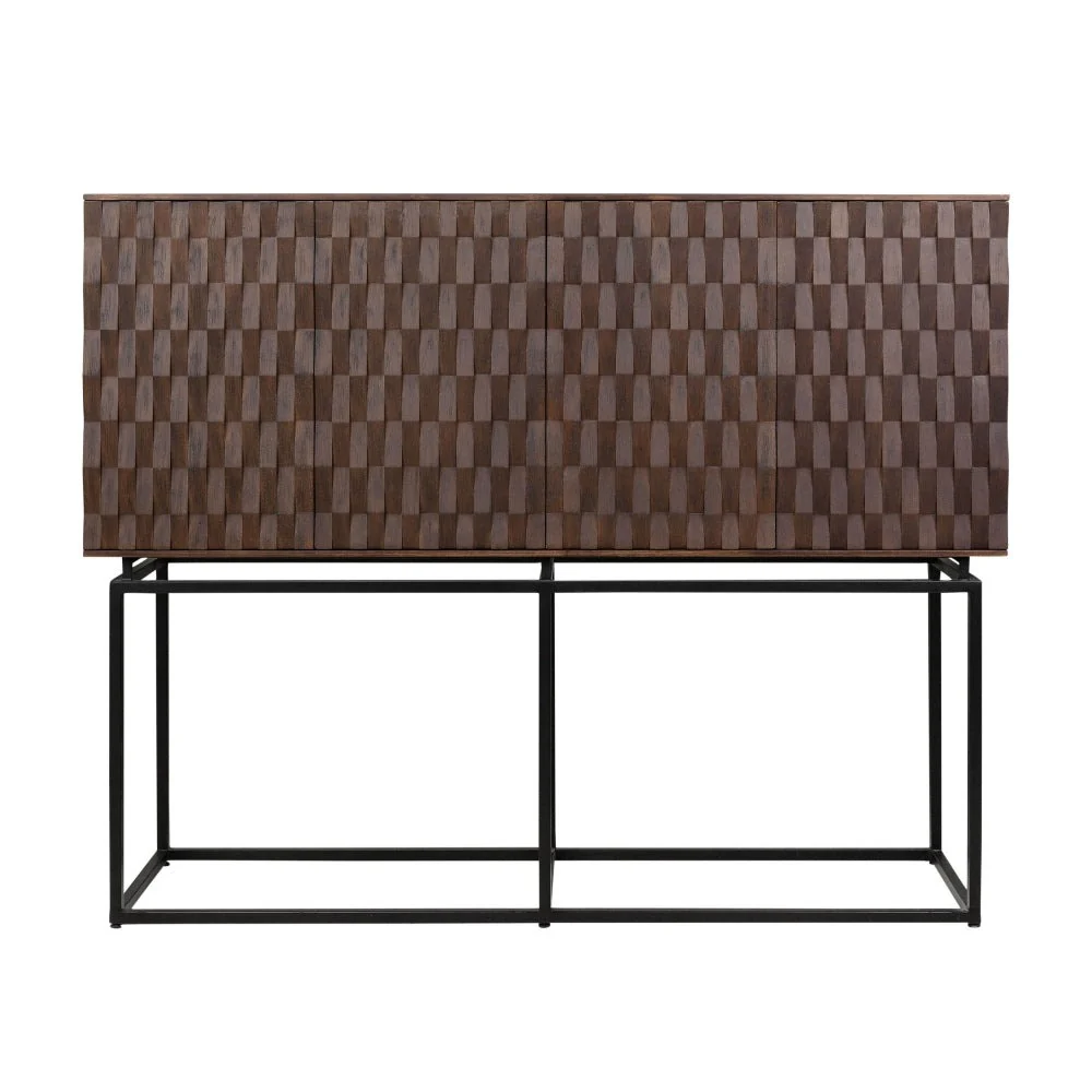 Bartholemew Cabinet with Mindi Wood and Dark Brass Metal