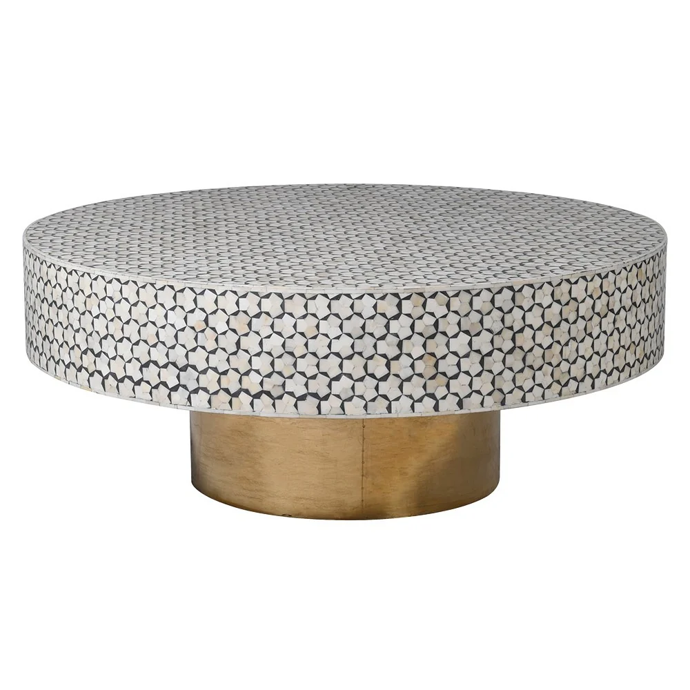 Bastian Geometric Coffee Table - Bone Inlay