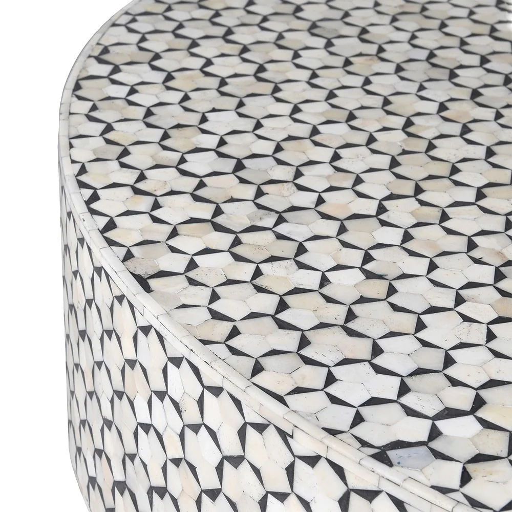 Bastian Geometric Coffee Table - Bone Inlay - Image 2