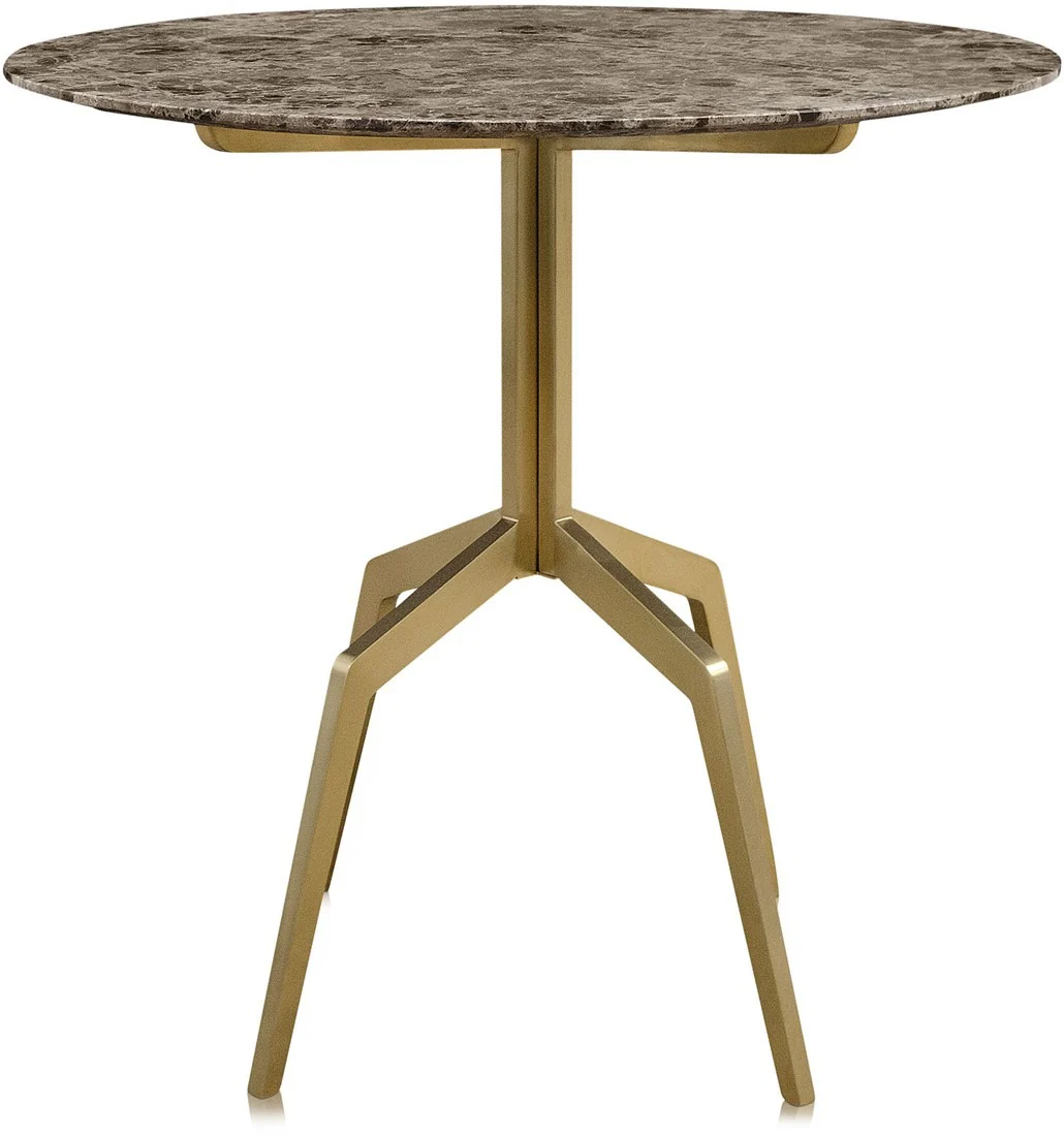 Baudillane Dining Table with Brown Marble and Brushed Gold Legs – 80cm - Image 2