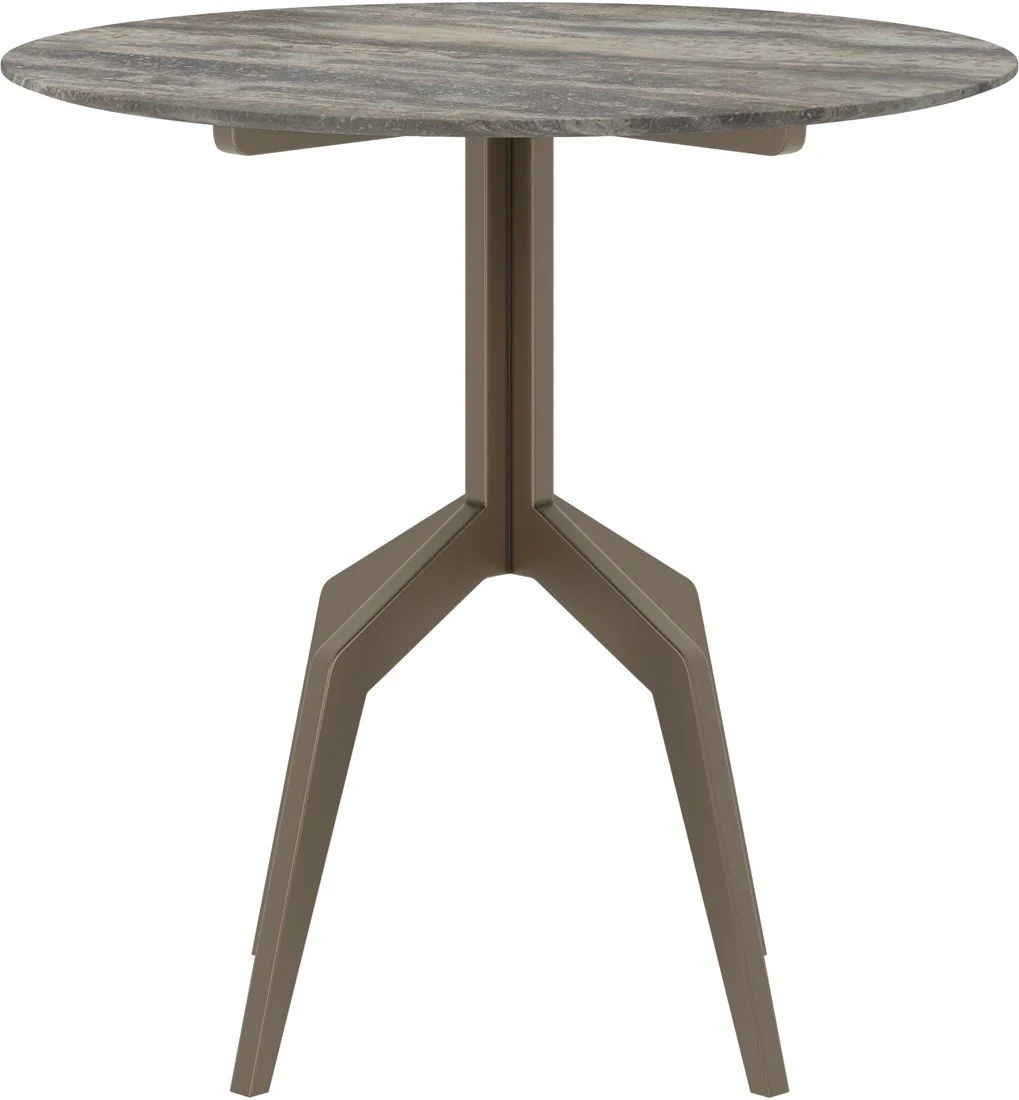 Baudillane Dining Table with Grey Travertine and Brushed Bronze Legs – 80cm - Image 2