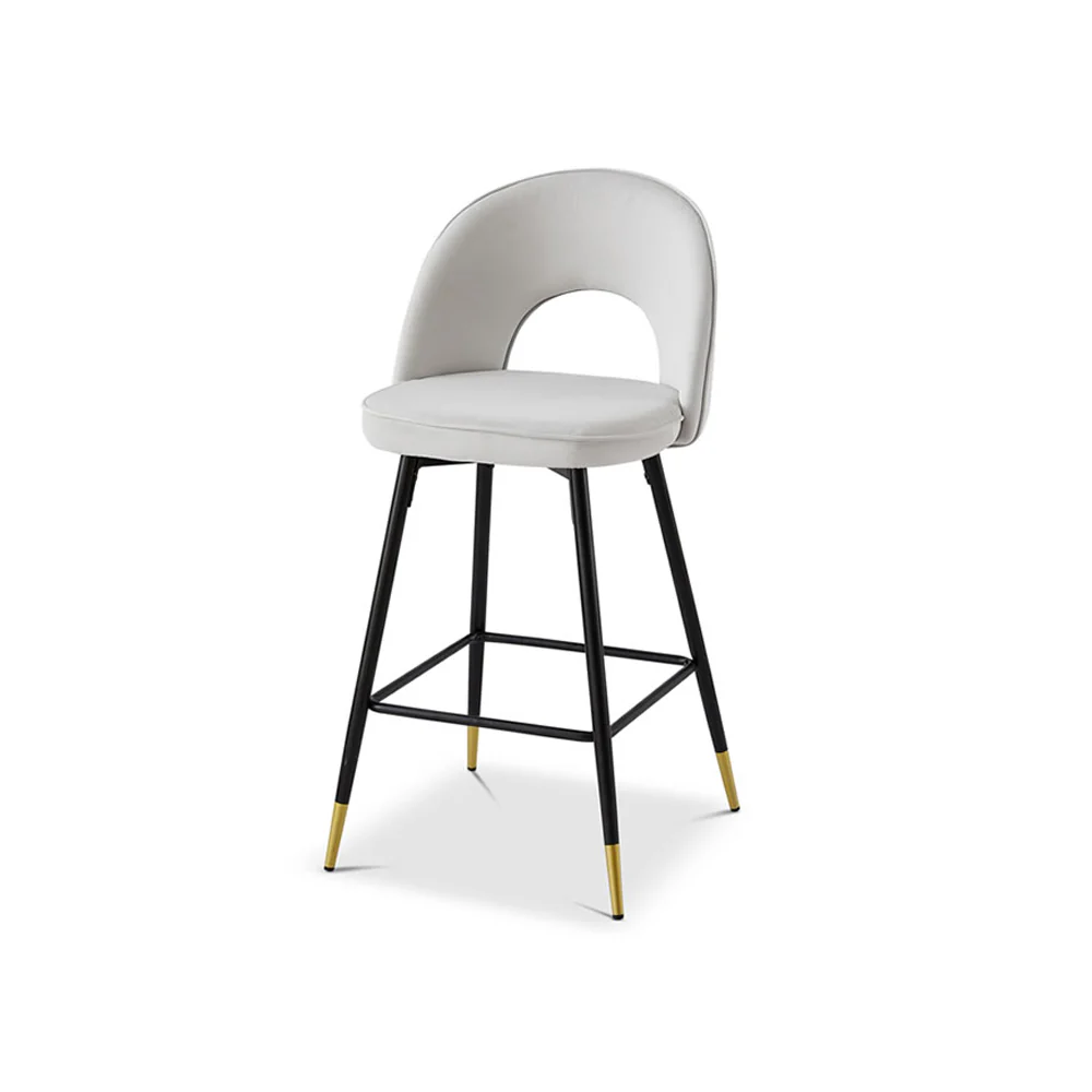 Berkeley Designs Hoxton Bar Stool In Light Grey Velvet - Image 2