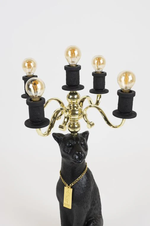 Bold Monkey Proudly Crowned Panther Floor Lamp – Black - Image 4
