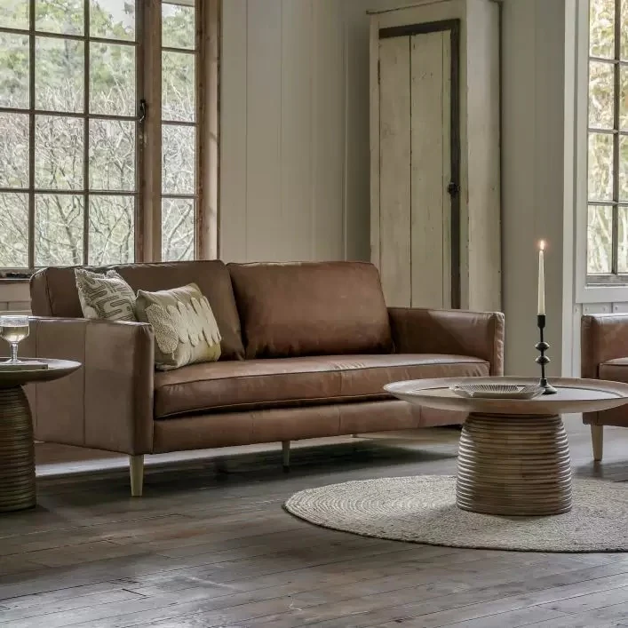 Buckley Vintage Brown Leather Sofa – 3 Seater - Image 6