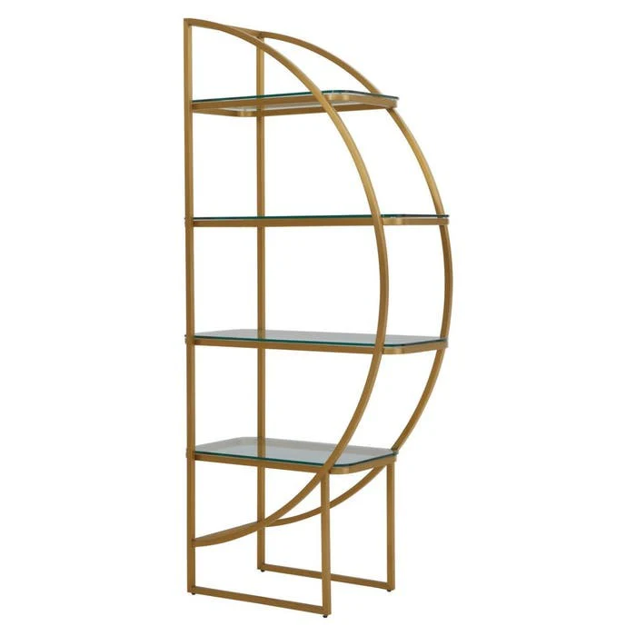 Caterina Right Half-moon Shelving Unit – Gold Finish - Image 2