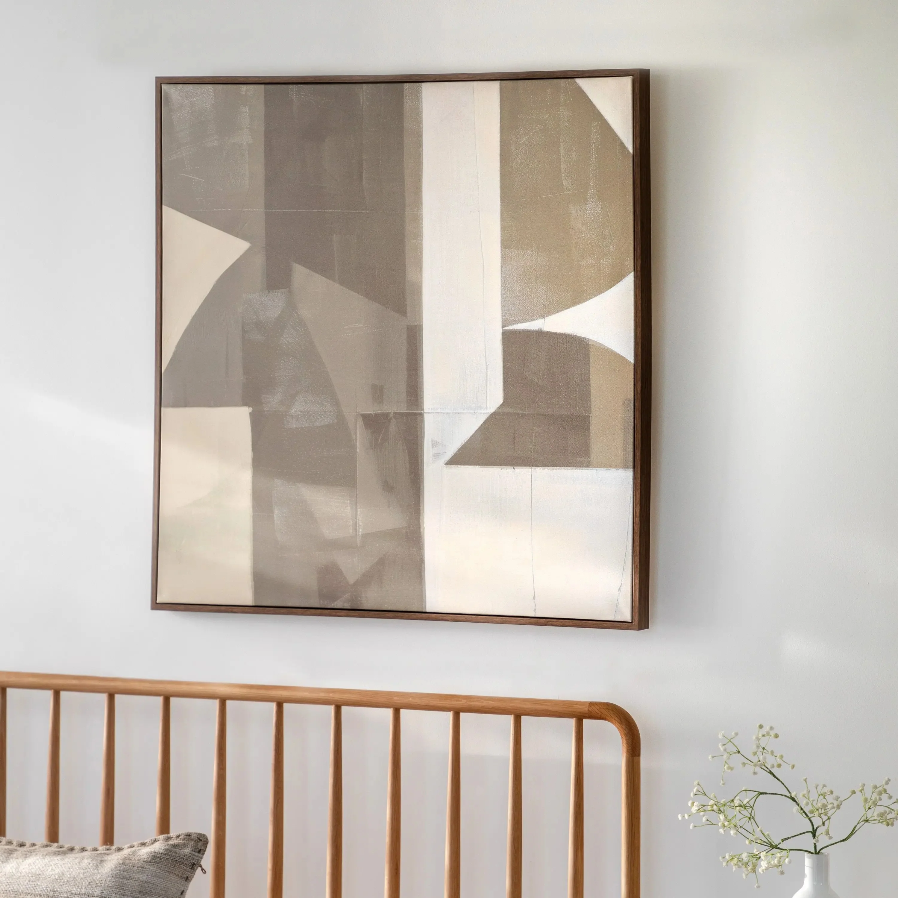Chromatic Flow Square Abstract Canvas I – Neutral - Image 4