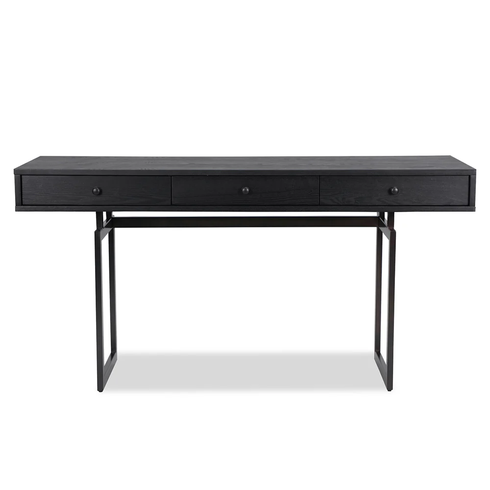 Liang & Eimil Hamilton Desk with Black Ash Veneer and Dark Brown Satin Steel