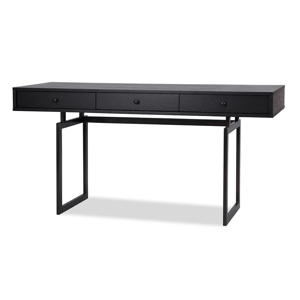 Liang & Eimil Hamilton Desk with Black Ash Veneer and Dark Brown Satin Steel - Image 2