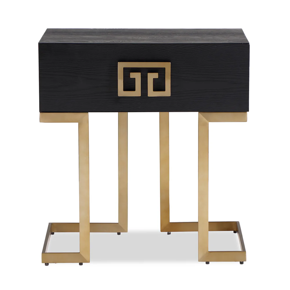 Liang & Eimil Nobbu Bedside Table with Black Ash Veneer and Brushed Brass