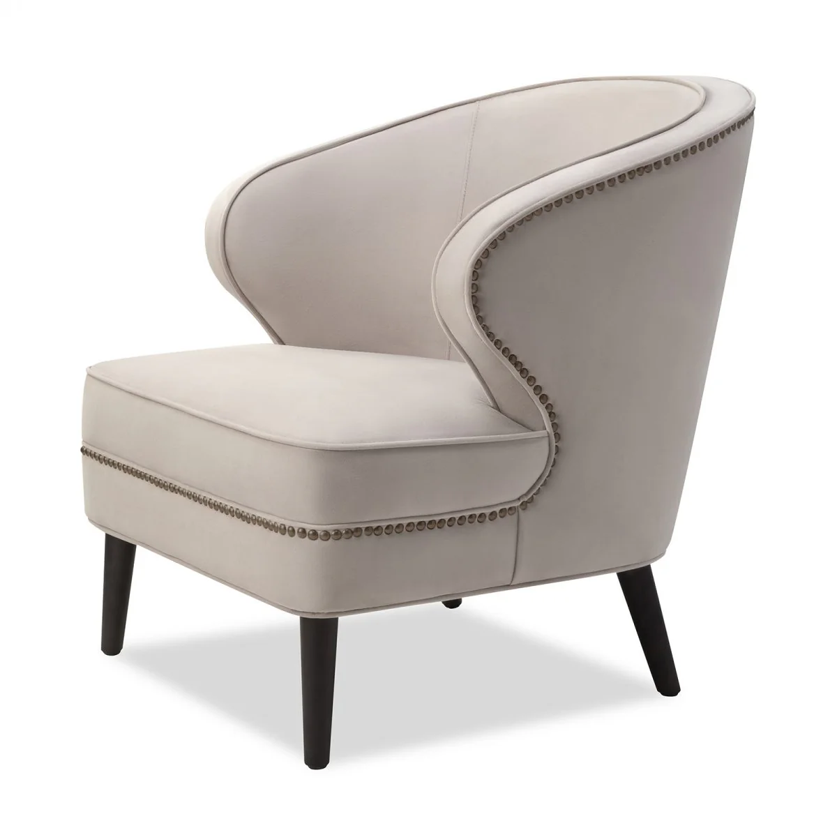 Liang & Eimil Lindsay Occasional Chair in Limestone Velvet Fabric - Image 3