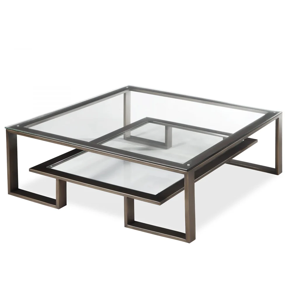 Liang & Eimil Mayfair Coffee Table with Glass and Antique Bronze - Image 2