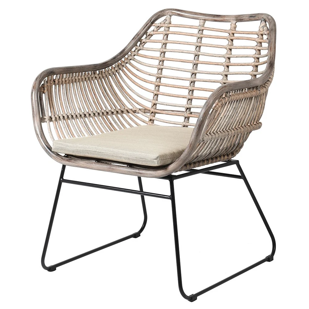 Kamshet Rattan Chair with Black Aluminium Legs