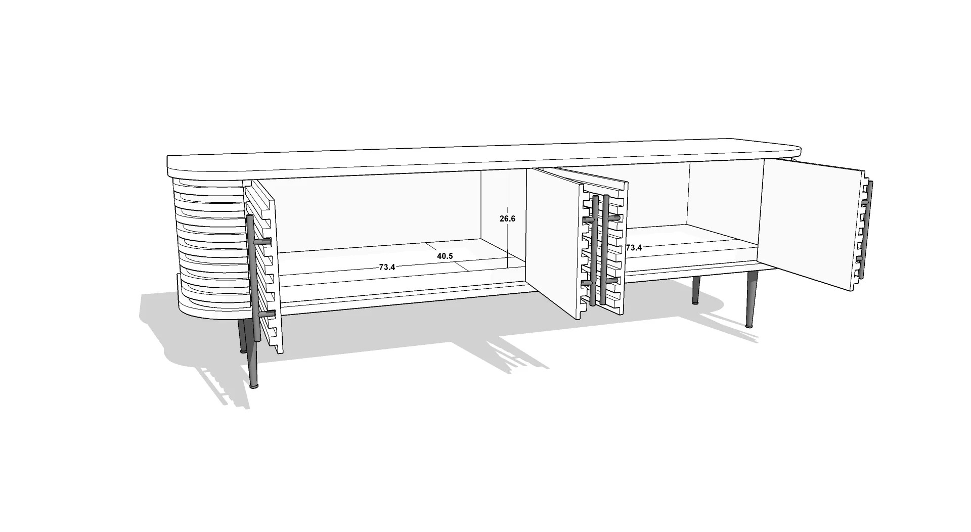 Berkeley Designs Paris Media Unit with Natural Walnut Veneer and Brass - Image 3
