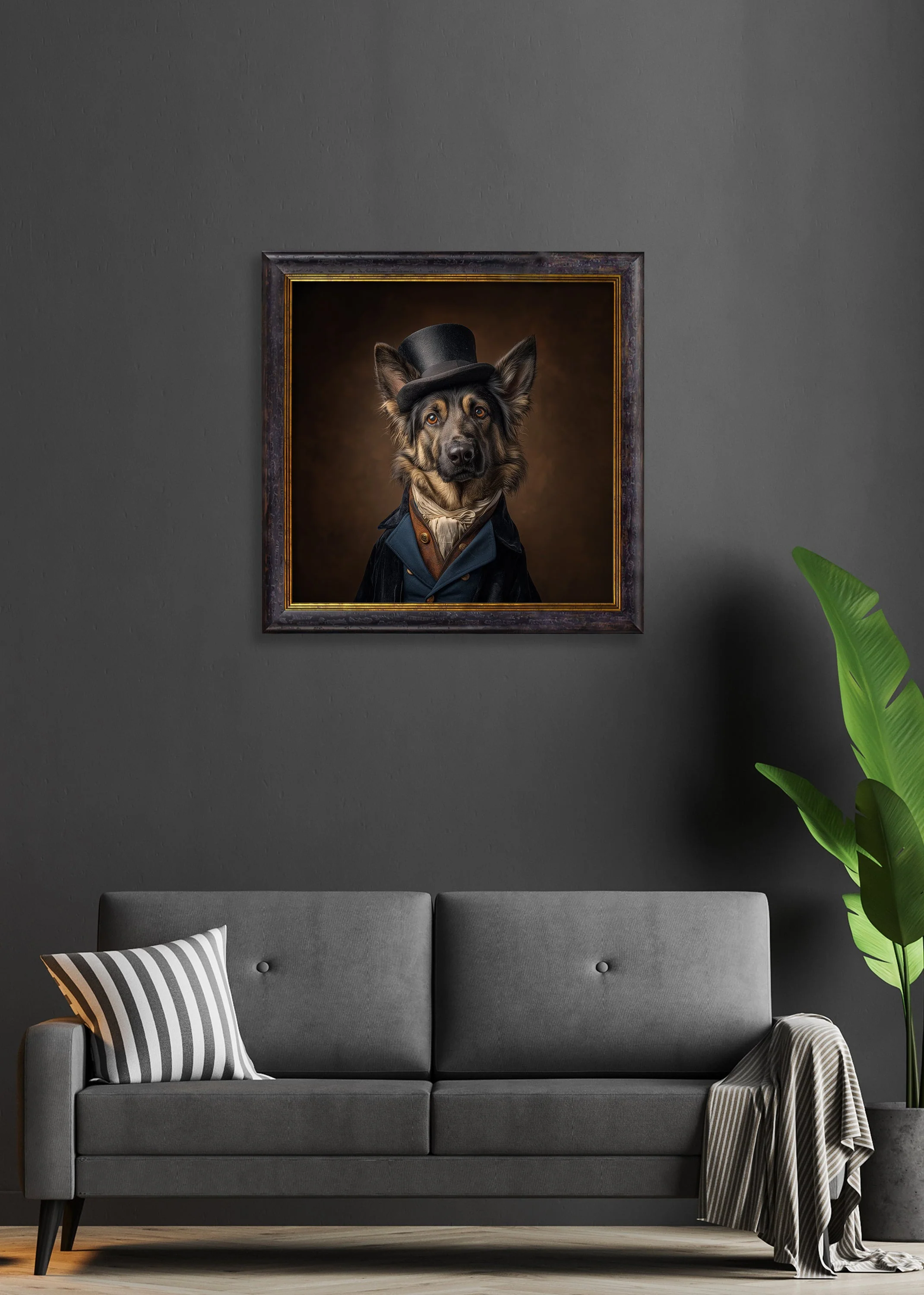 Count Von Shepherd - Gentleman German Shepherd – Oxford Square Frame - Image 4