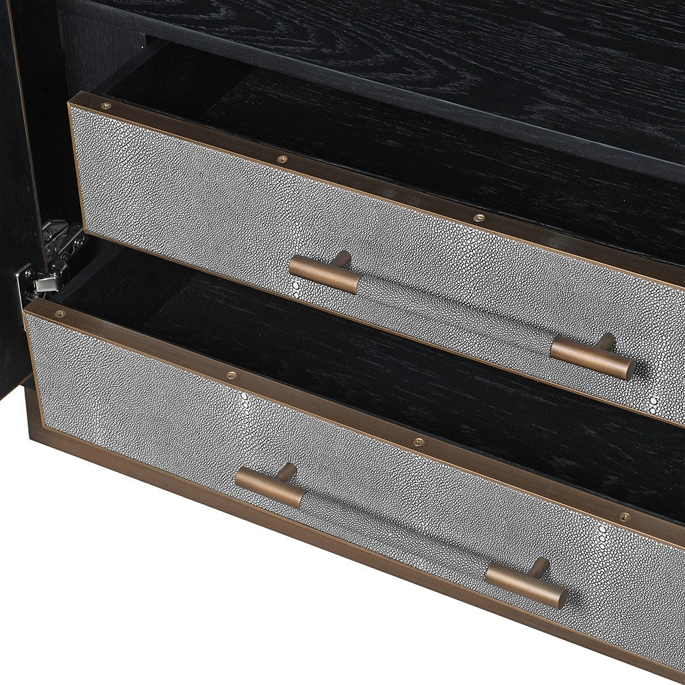 Dellora Bar Cabinet in Oak and Faux Shagreen - Excess Stock - Image 7
