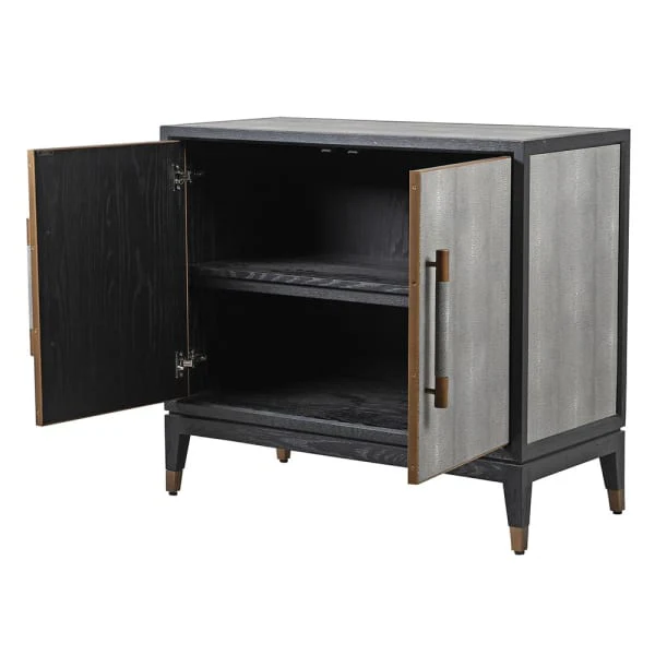 Dellora Small Cabinet in Oak and Faux Shagreen - Image 4