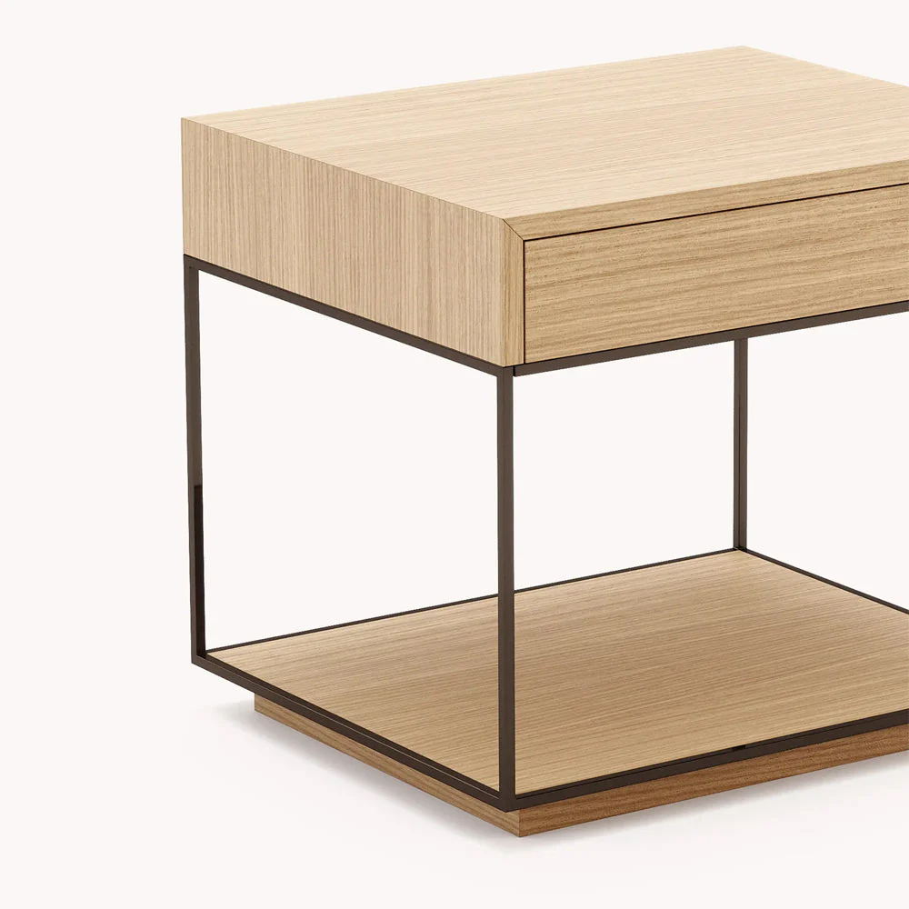 Domkapa Grazi Bedside Table in Natural Oak and Smoky Black Metal - Image 2