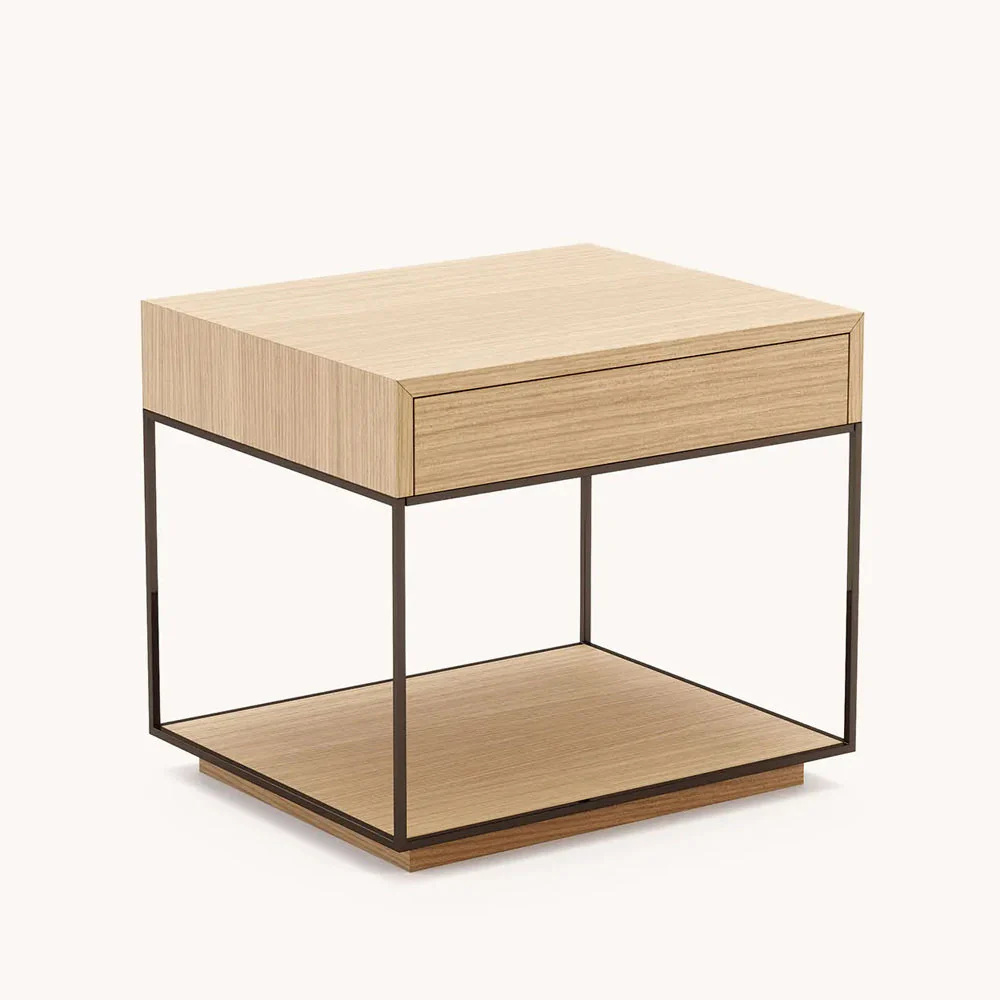 Domkapa Grazi Bedside Table in Natural Oak and Smoky Black Metal - Image 3