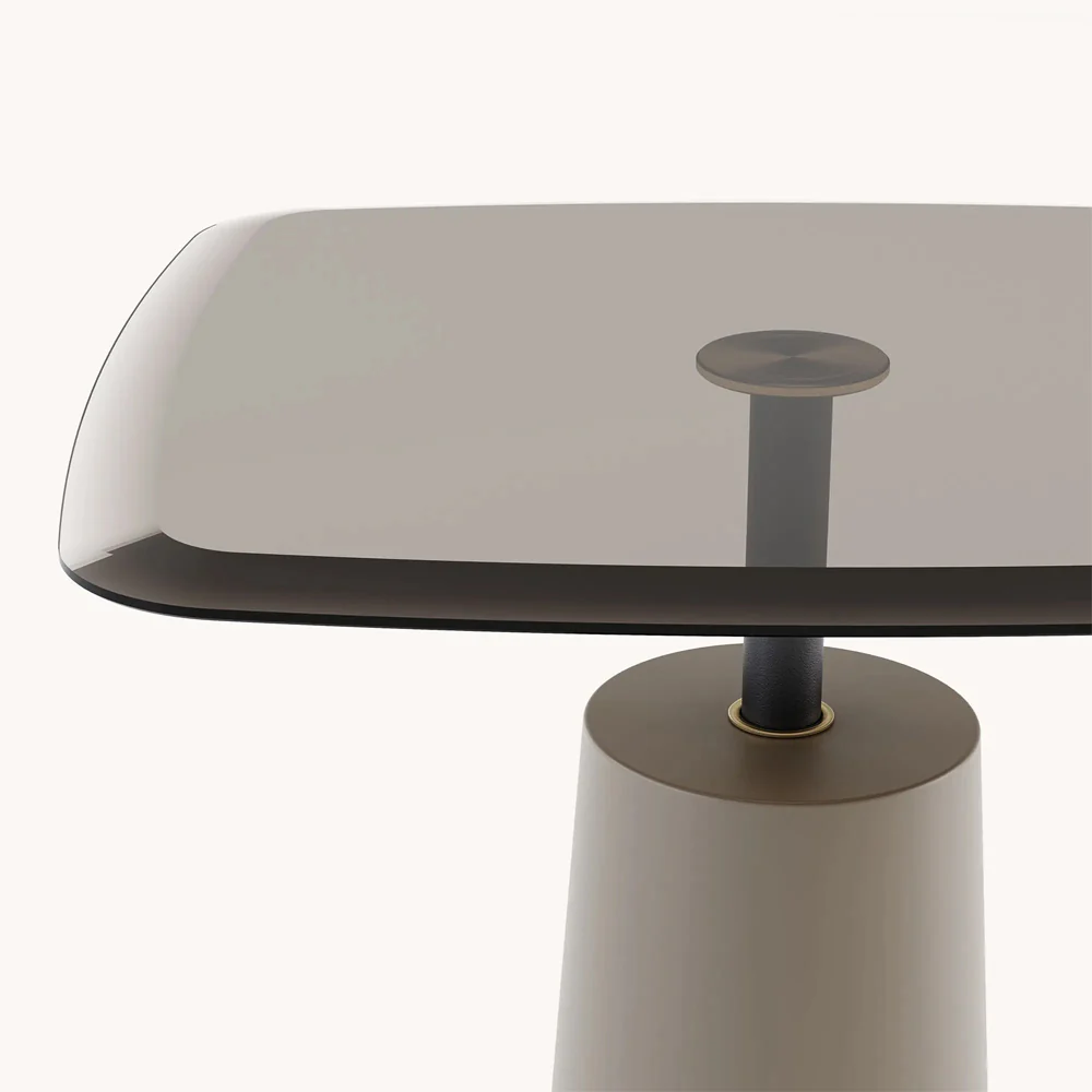 Domkapa Panton Side Table in Natural Walnut and Bronze Glass - Image 2