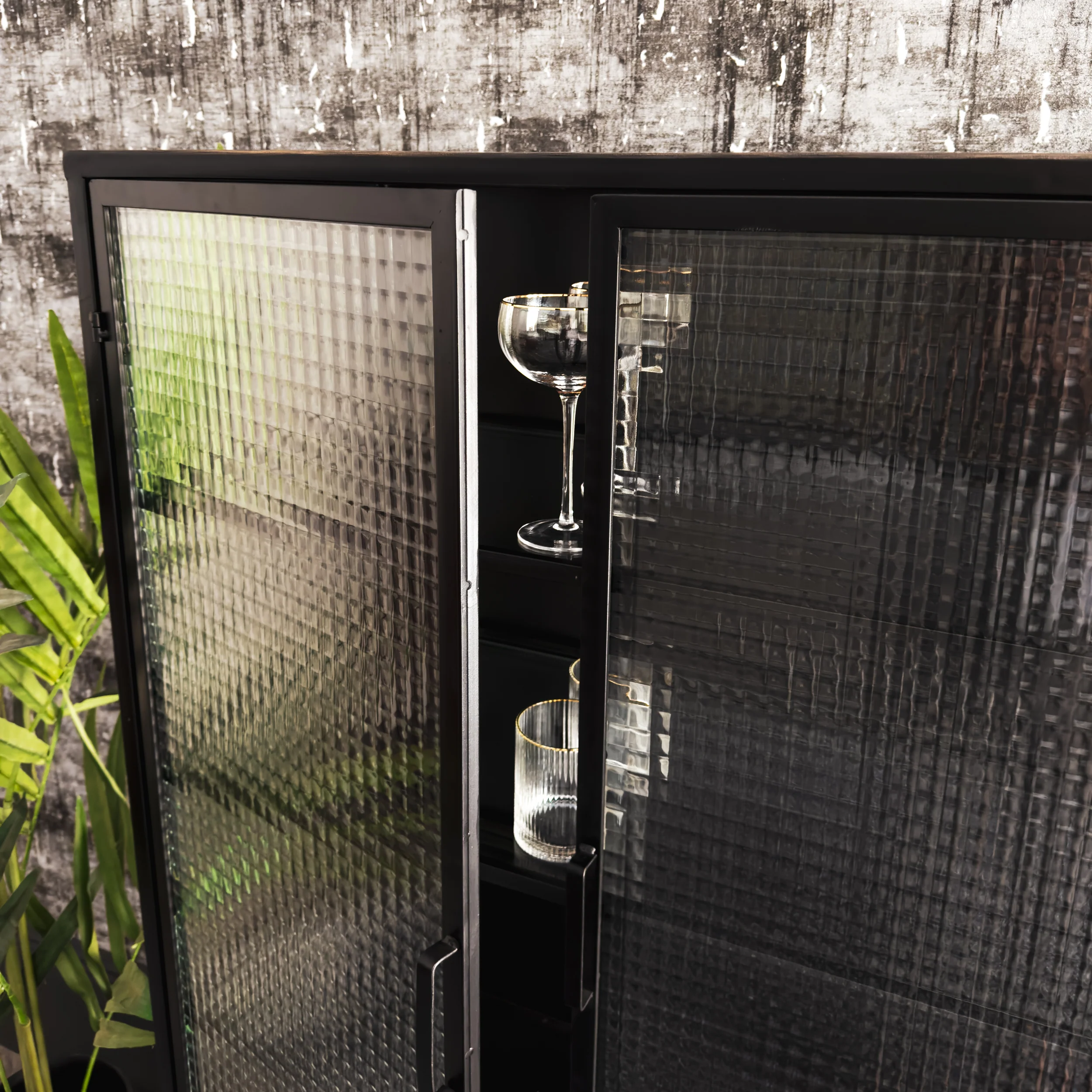 Donovan Cabinet in Black metal and Ribbed Glass - Excess Stock - Image 10