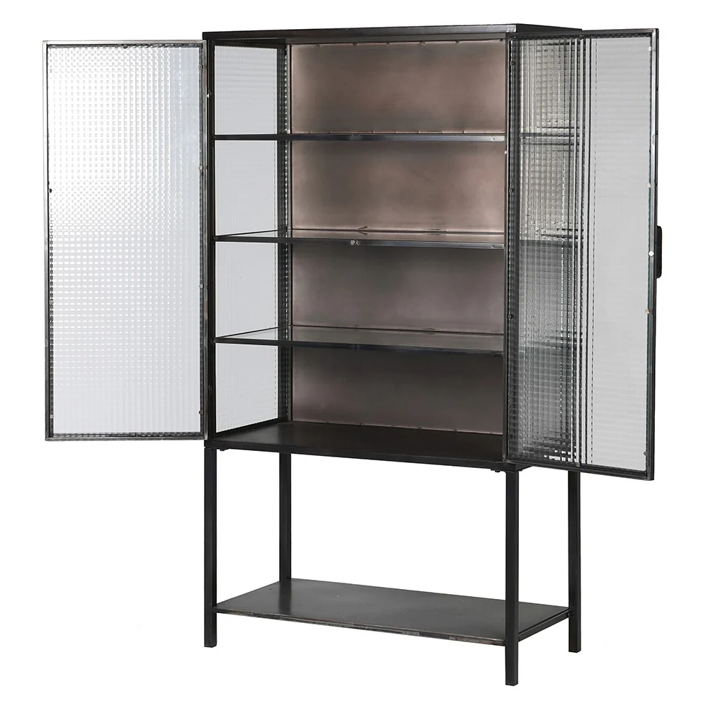 Donovan Cabinet in Black metal and Ribbed Glass - Excess Stock - Image 3