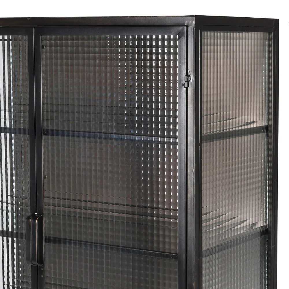 Donovan Cabinet in Black metal and Ribbed Glass - Excess Stock - Image 4