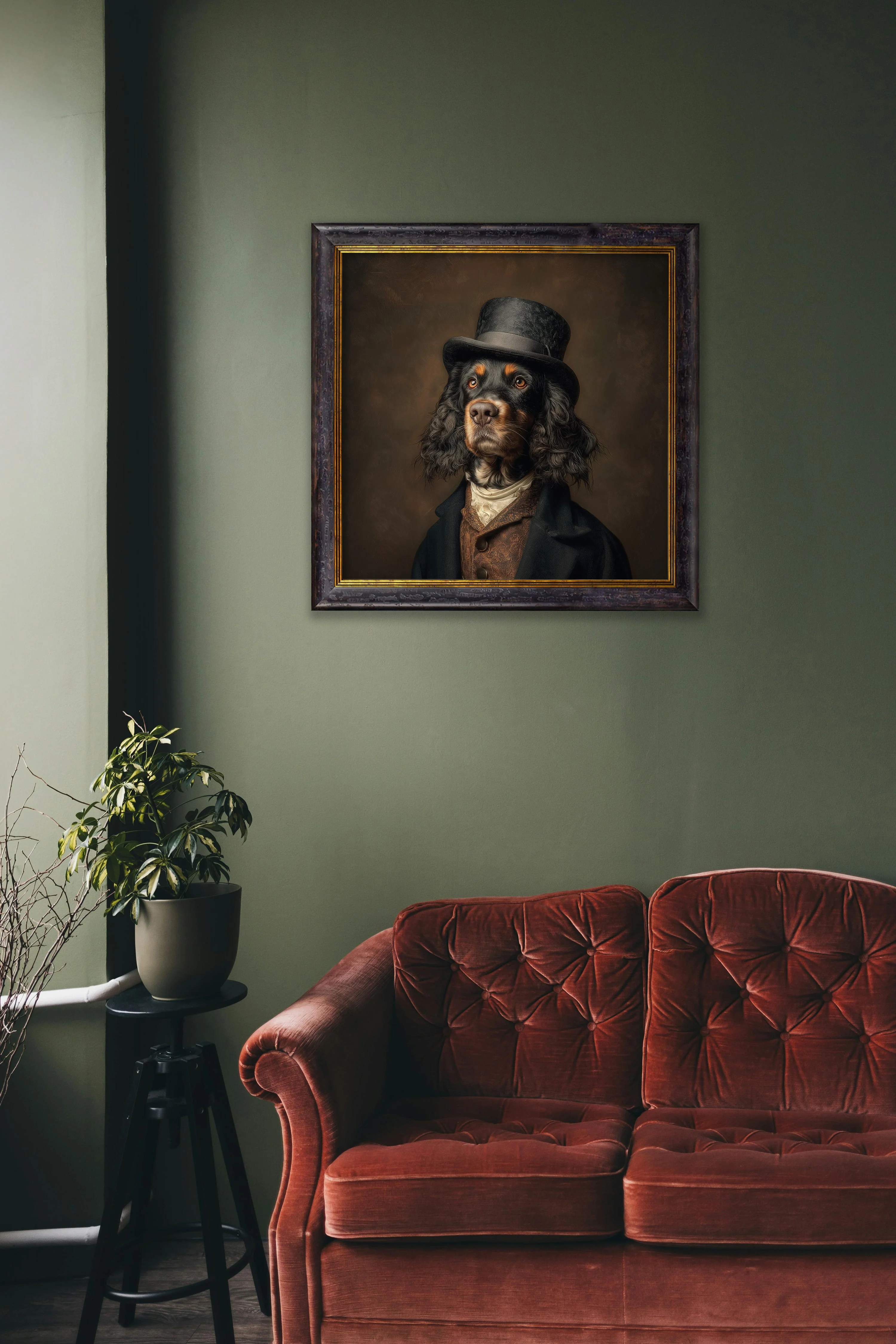 Duke Gordy of Tails – Gentleman Gordon Setter – Oxford Square Frame - Image 3