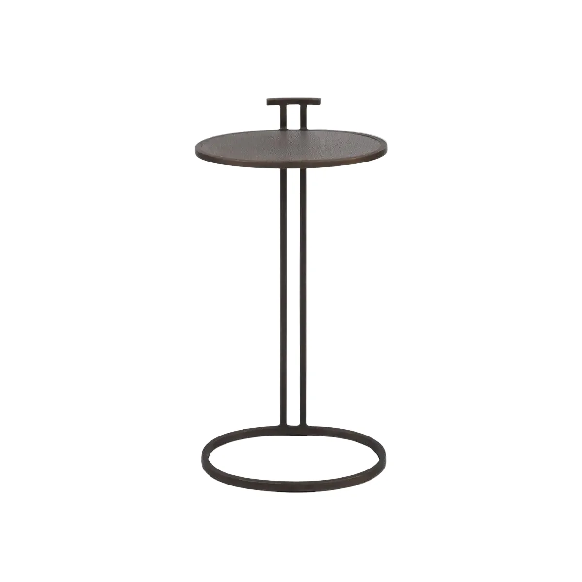 Eccotrading Arunya Oval Cocktail Table – Dorato Bronze and Grey Shagreen Leather