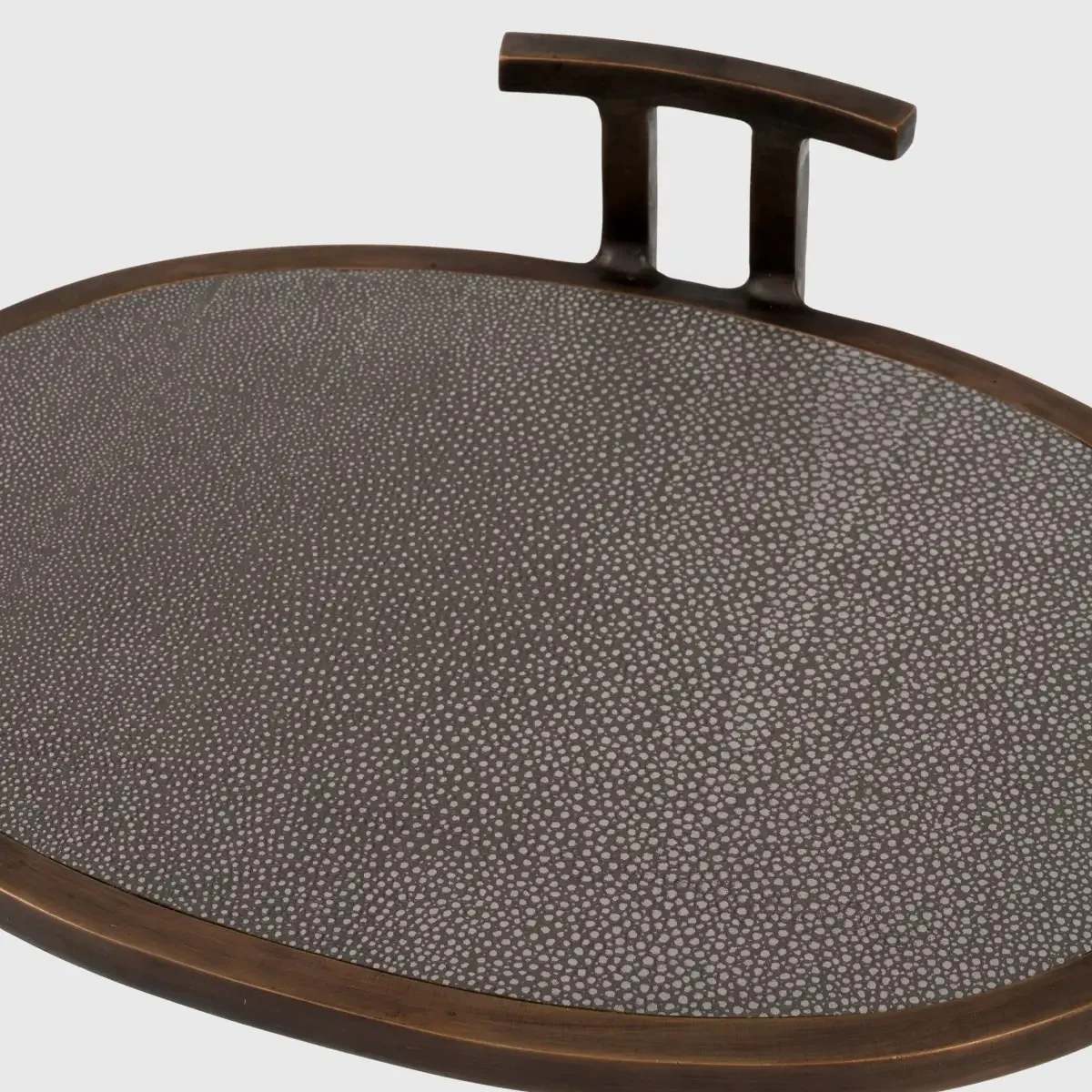 Eccotrading Arunya Oval Cocktail Table – Dorato Bronze and Grey Shagreen Leather - Image 3