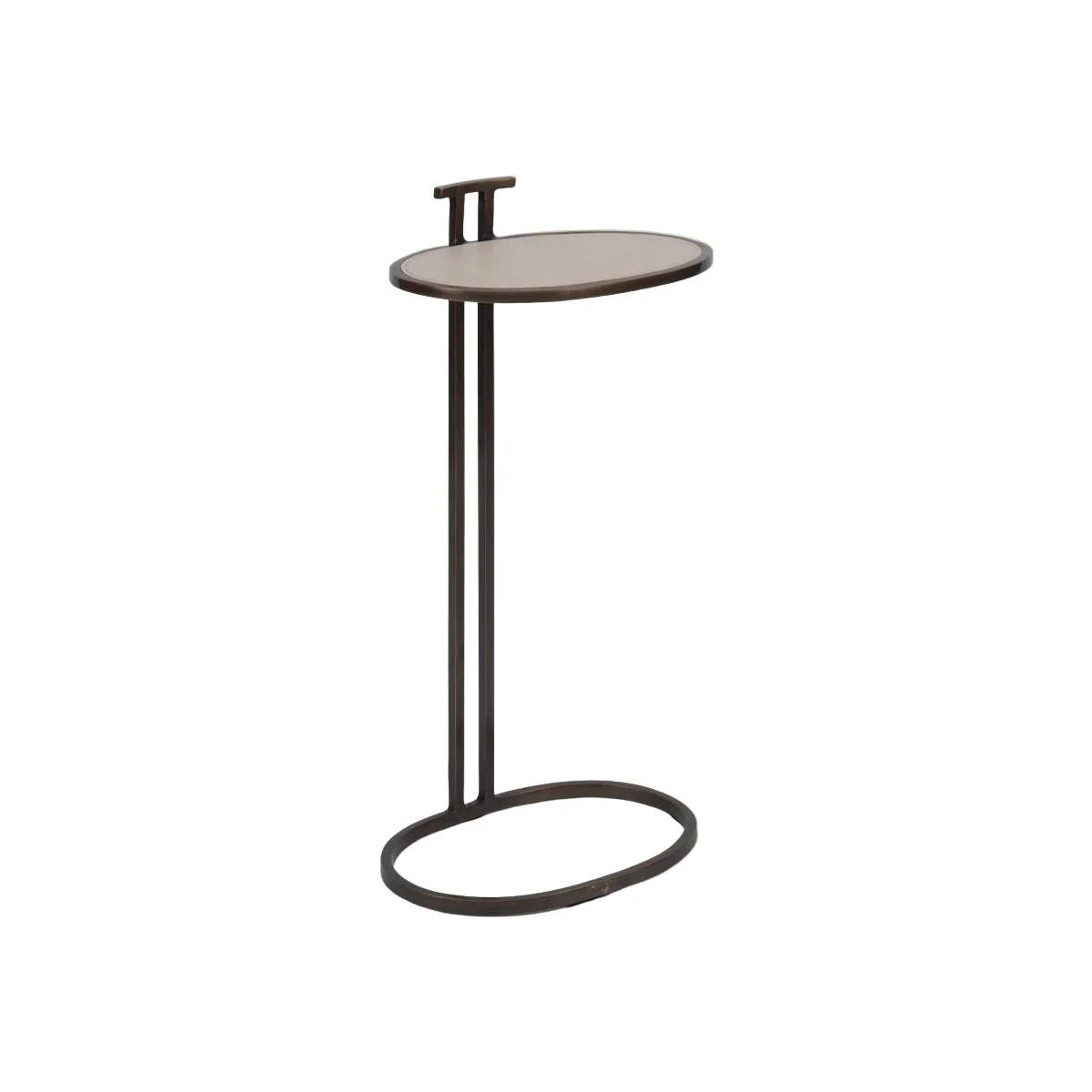 Eccotrading Arunya Oval Cocktail Table – Dorato Bronze and Pumice Leather - Image 2