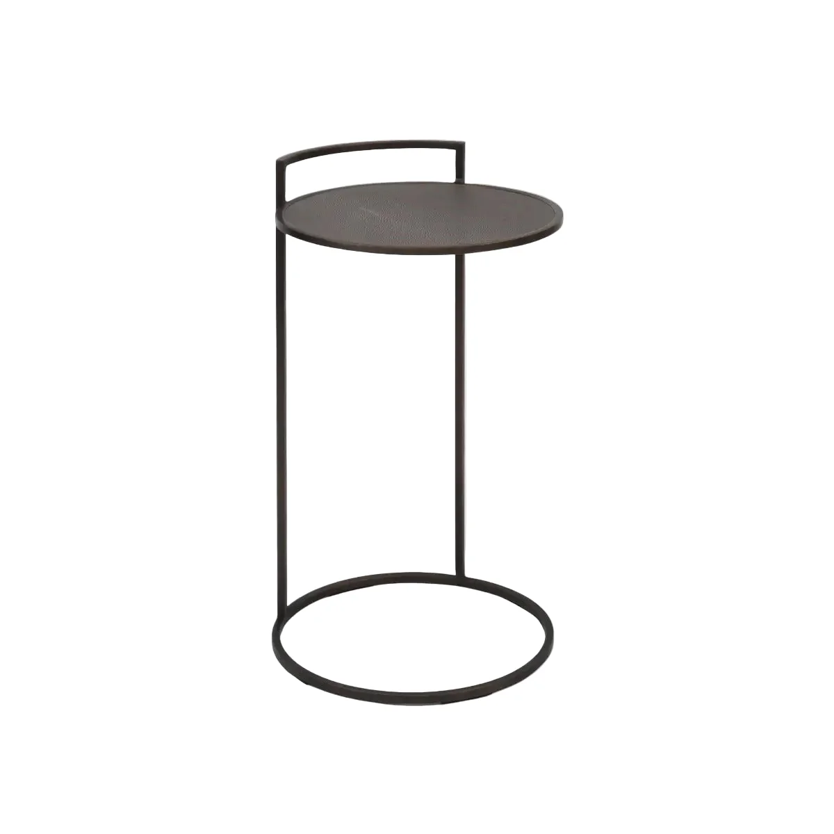 Eccotrading Arunya Round Cocktail Table – Dorato Bronze and Grey Shagreen Leather - Image 2