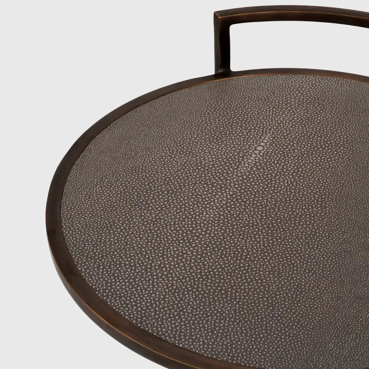 Eccotrading Arunya Round Cocktail Table – Dorato Bronze and Grey Shagreen Leather - Image 3