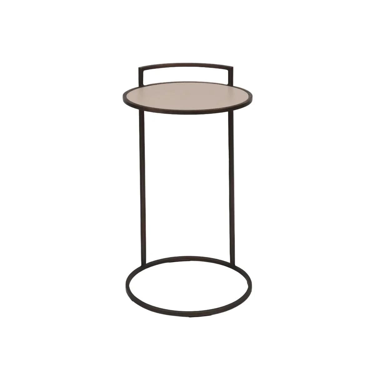 Eccotrading Arunya Round Cocktail Table – Dorato Bronze and Pumice Leather