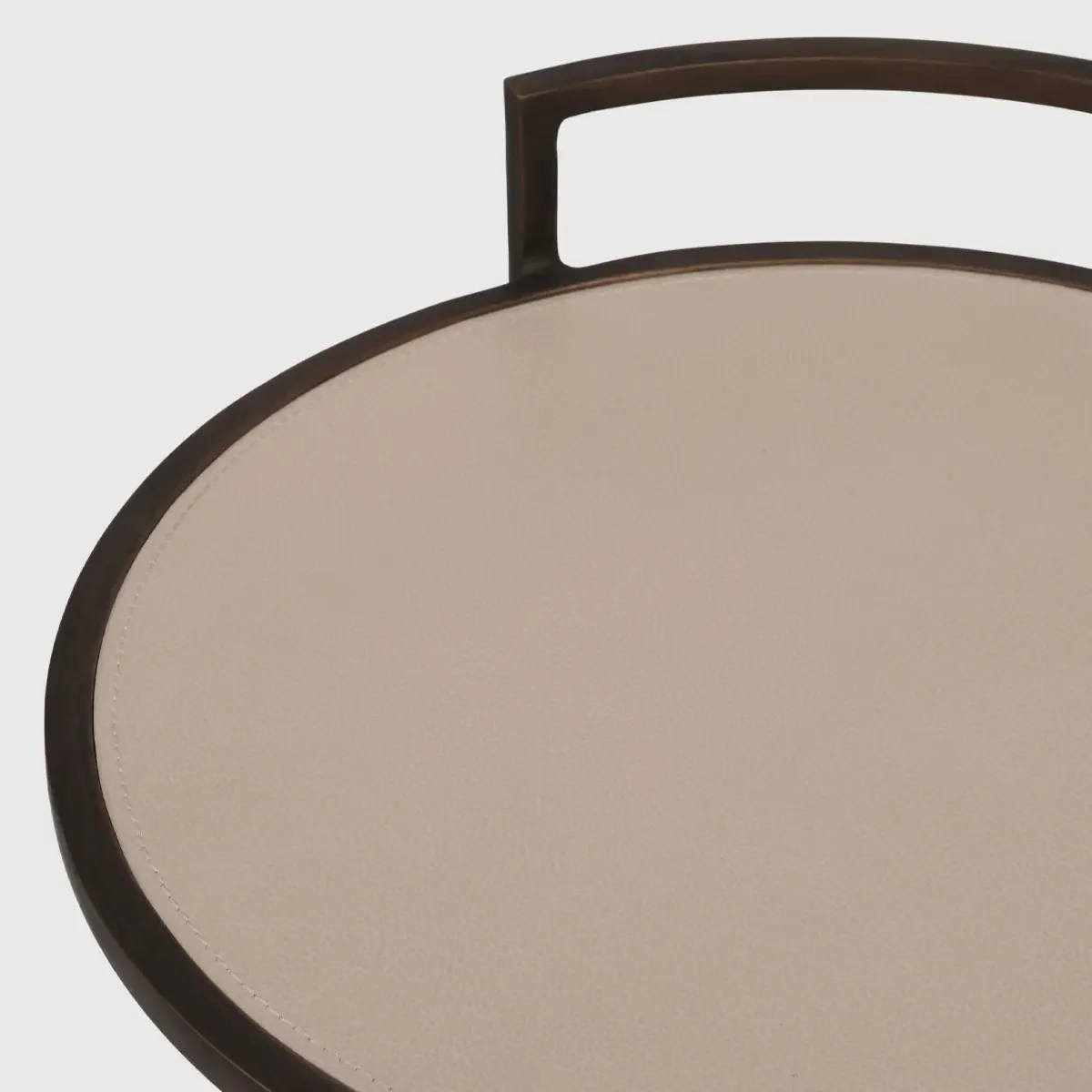 Eccotrading Arunya Round Cocktail Table – Dorato Bronze and Pumice Leather - Image 3