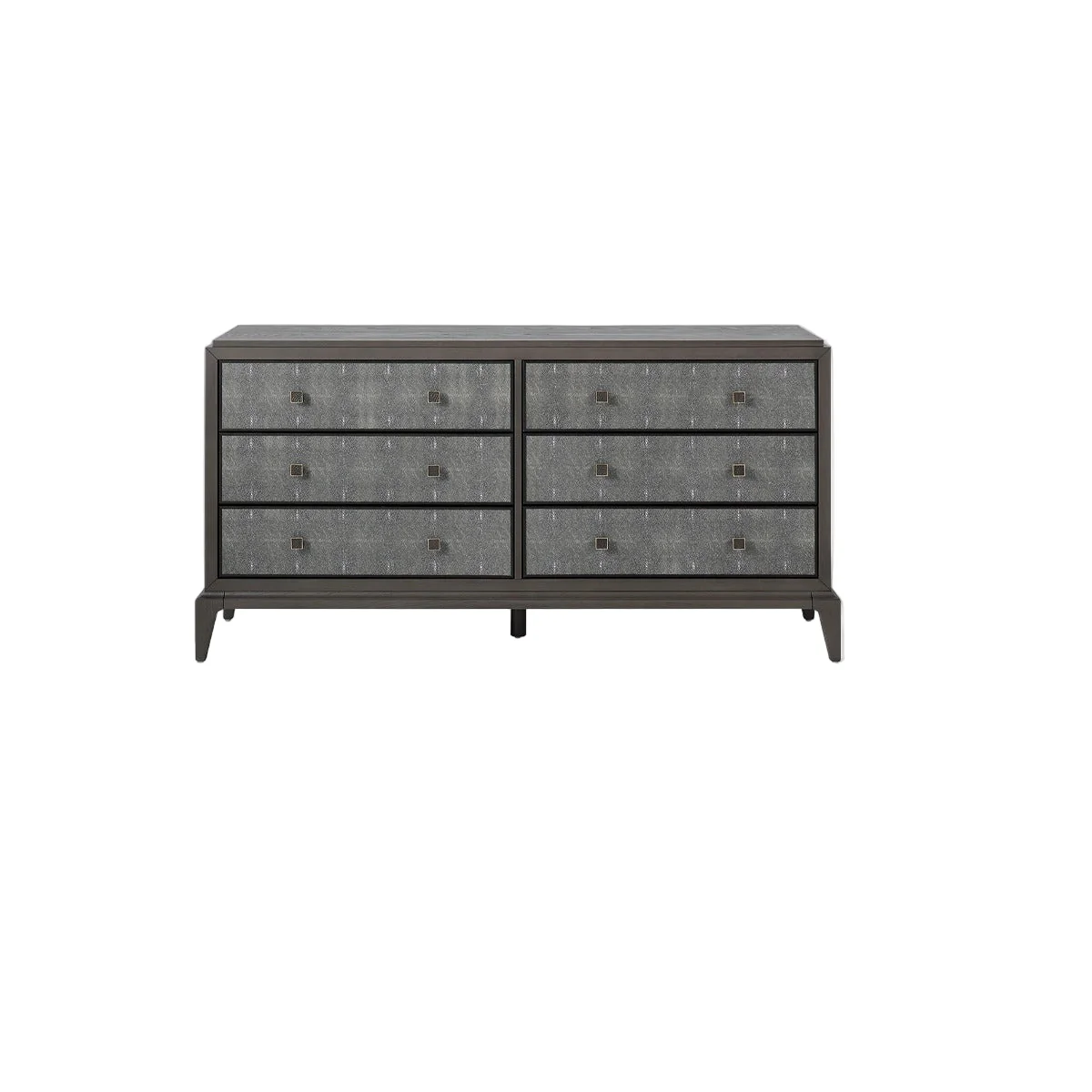 Eccotrading Astoria 6 Drawer Chest – Macchiato and Faux Grey Shagreen