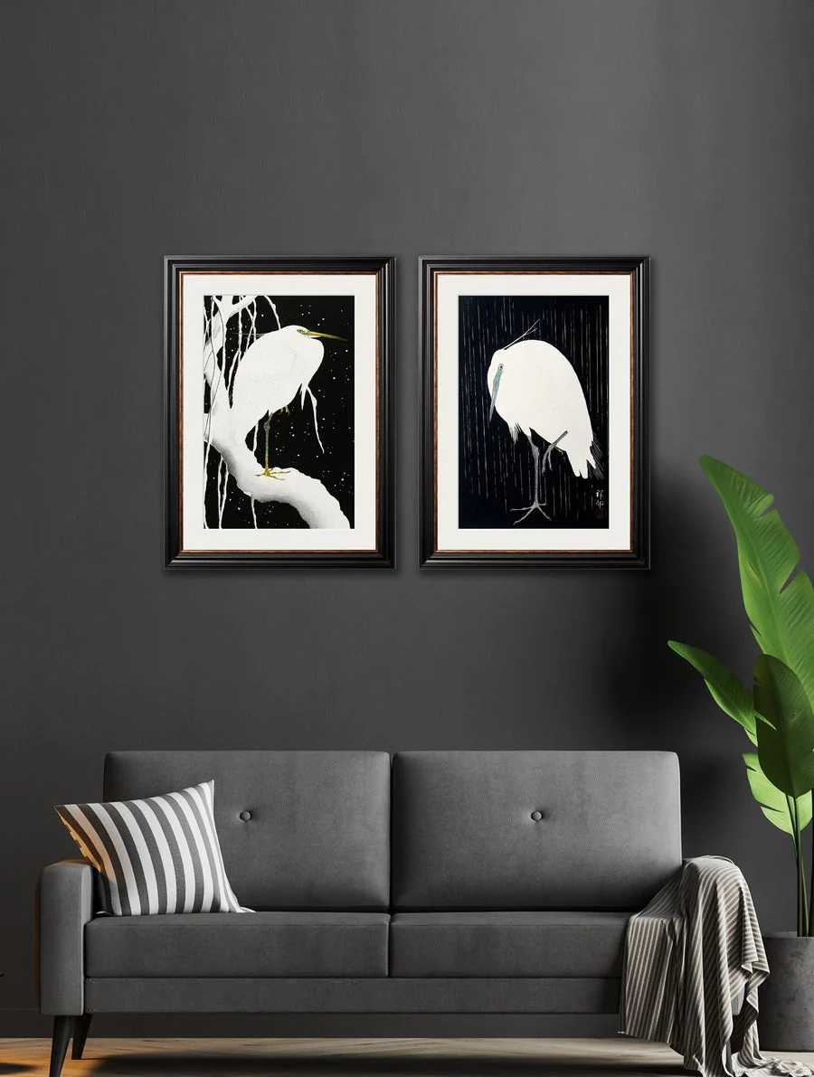 Egrets by Ohara Koson – York Slim Framed Print - Image 2