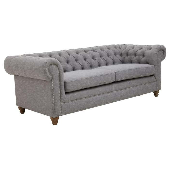 Elenora Three Seat Sofa – Dark Grey Linen - Image 2