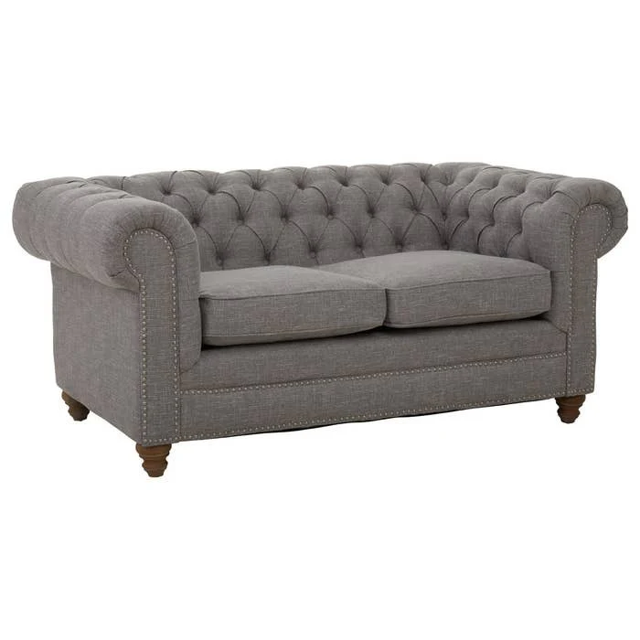 Elenora Two Seat Sofa – Dark Grey Linen - Image 2