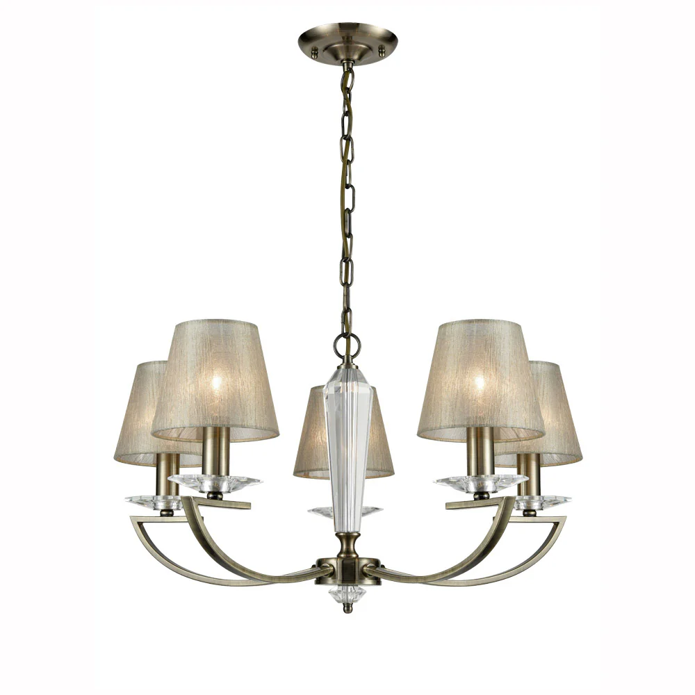 Franklite Artemis Bronze Pendant Light – 5 Lights with Shades